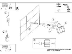 Miniaturka 7 - Rysunek techniczny przedstawiający montaż kinkietu