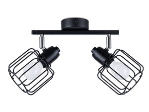 Miniaturka 4 - Czarna podwójna lampa sufitowa z kloszami w stylu klatki