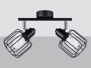 Miniaturka 5 - Podwójna czarna lampa z reflektorami LED w klatkach