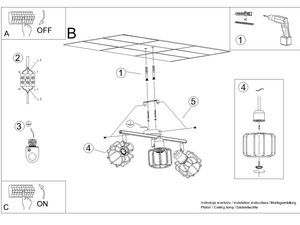 Miniaturka 6 - Schemat montażu potrójnej lampy z kloszami w stylu klatki