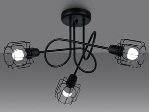 Miniaturka 2 - Lampa sufitowa z trzema ramionami i klatkowym designem – styl retro