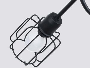 Miniaturka 3 - Industrialny kinkiet z czarną klatkową oprawą – żarówka typu Edison