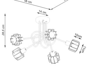 Miniaturka 7 - Rysunek techniczny z wymiarami dużego żyrandola – średnica 58 cm