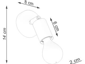 Miniaturka 7 - Techniczny rysunek kinkietu – wysokość 14 cm, szerokość 8 cm