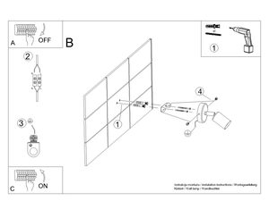 Miniaturka 8 - Schemat montażowy kinkietu z reflektorem – pojedynczy punkt światła