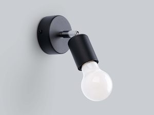 Miniaturka 1 - Nowoczesny kinkiet czarny – pojedynczy punkt światła na okrągłej bazie