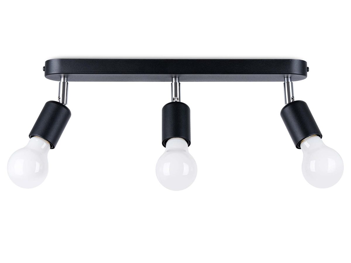 Nowoczesny Czarny Plafon z 3 Żarówkami FRESCO 3