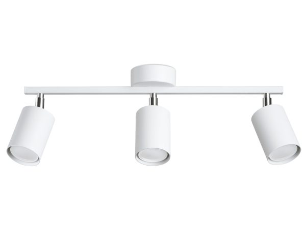 Potrójna biała lampa LED z reflektorami punktowymi na białym tle