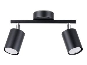 Miniaturka 4 - Czarna lampa LED z dwoma reflektorami tubowymi na listwie na białym tle