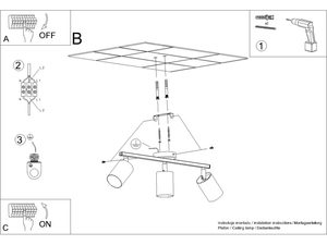 Miniaturka 8 - Techniczny rysunek potrójnej lampy z reflektorami LED