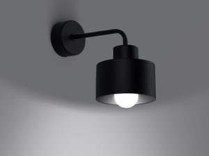 Miniaturka 2 - Czarny kinkiet z cylindrycznym kloszem – nowoczesny wygląd