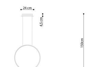 Miniaturka 25 - Techniczny schemat z wymiarami montażu lampy LED sufitowej