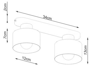 Miniaturka 7 - Wymiary podwójnej lampy sufitowej