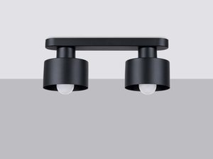 Miniaturka 1 - Plafon z dwoma źródłami światła na czarnej podstawie – nowoczesny design