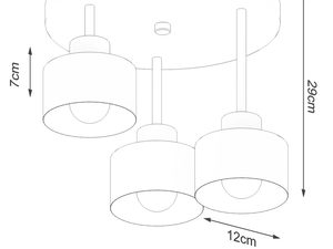 Miniaturka 7 - Rysunek techniczny lampy z potrójnym kloszem