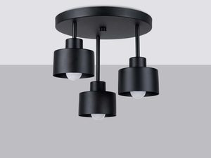 Miniaturka 1 - Trzypunktowa lampa sufitowa – cylindryczne klosze w czerni