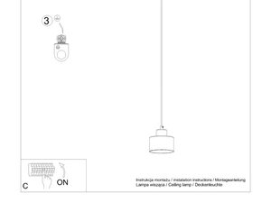 Miniaturka 8 - Rysunek techniczny pojedynczej lampy wiszącej – montaż sufitowy
