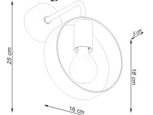 Miniaturka 7 - Rysunek techniczny kinkietu ściennego – wysokość 25 cm