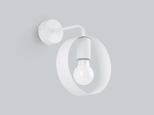 Miniaturka 1 - Kinkiet ścienny biały z okrągłym kloszem i widoczną żarówką