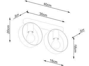 Miniaturka 7 - Rysunek techniczny – wymiary lampy 40 x 18 cm