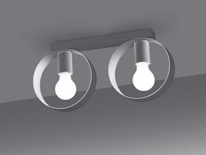 Miniaturka 2 - Nowoczesna lampa sufitowa z dwoma białymi kloszami LED