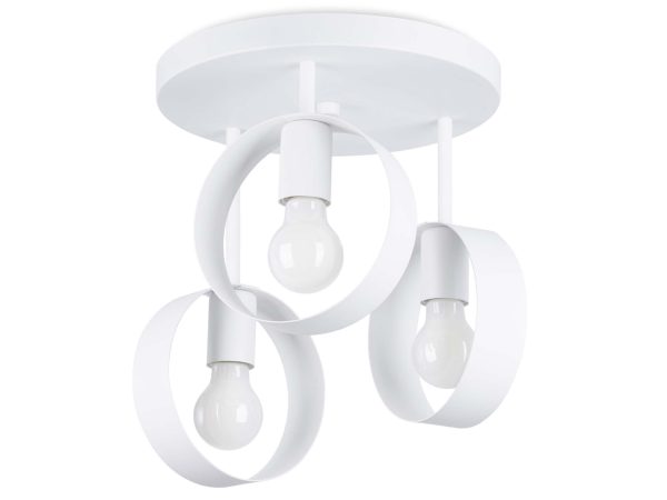 Trójramienna lampa sufitowa z oprawkami E27 i białymi kloszami