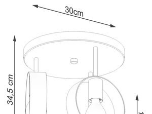 Miniaturka 7 - Rysunek techniczny białej lampy sufitowej – wysokość 34,5 cm