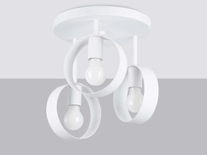 Miniaturka 1 - Lampa sufitowa z trzema żarówkami – metalowa konstrukcja w bieli
