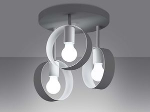 Miniaturka 2 - Nowoczesny biały plafon z trzema źródłami światła i pierścieniami