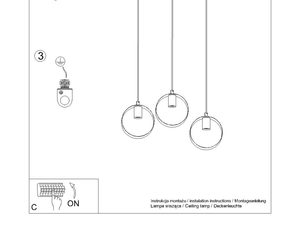 Miniaturka 7 - Rysunek montażowy lampy z trzema zawieszonymi kloszami