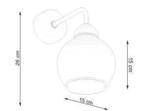 Miniaturka 6 - Rysunek techniczny kinkietu z wymiarami – 15 cm szerokości