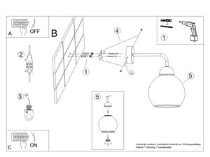 Miniaturka 7 - Schemat montażu kinkietu z czarnym mocowaniem