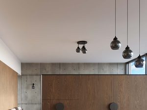 Miniaturka 4 - Salon z trzema lampami sufitowymi – aranżacja wnętrza w stylu loft