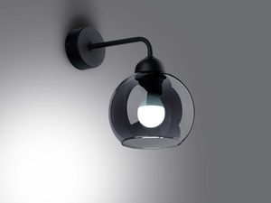 Miniaturka 2 - Kinkiet ścienny z kulistym kloszem z dymionego szkła