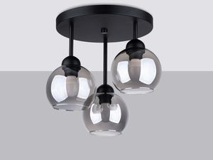 Miniaturka 1 - Trzypunktowa lampa sufitowa z przydymionym szkłem