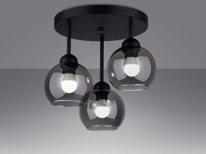 Miniaturka 2 - Nowoczesna lampa sufitowa z trzema kloszami – czarna podstawa