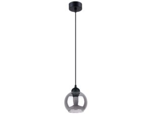 Miniaturka 8 - Pojedyncza lampa wisząca z czarną oprawką i przydymionym szkłem