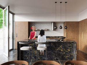 Miniaturka 5 - Lampa nad wyspą kuchenną – czarne ramiona i kuliste szkło