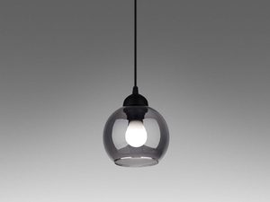 Miniaturka 2 - Nowoczesna lampa wisząca z czarnym stelażem i szklanym kloszem