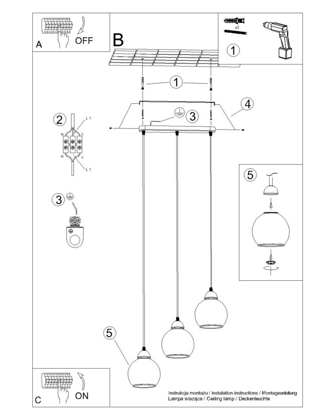 Nowoczesna Lampa Wisząca CALIX 3 z Stali