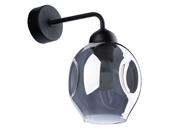 Stylowy kinkiet z przydymionym szkłem – widok z boku