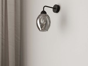 Miniaturka 6 - Nowoczesny czarny kinkiet z designerskim szklanym kloszem