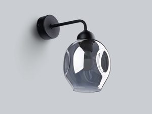 Miniaturka 1 - Nowoczesny czarny kinkiet z designerskim szklanym kloszem