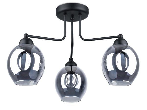 Kinkiet ścienny z kulistym, przydymionym kloszem