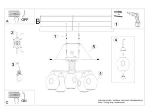 Miniaturka 8 - Instrukcja montażu lampy sufitowej z trzema kloszami