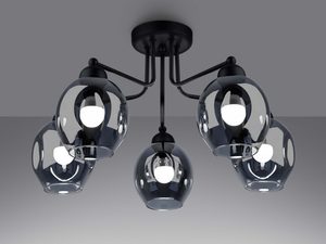 Miniaturka 2 - Lampa sufitowa z dekoracyjnymi szklanymi kulami – 5 źródeł światła