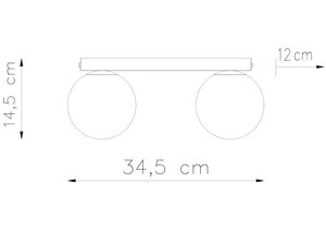 Miniaturka 7 - Rysunek wymiarowy lampy z kulami LED – długość 34,5 cm