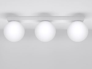 Miniaturka 2 - Lampa sufitowa z trzema mlecznymi kulami LED na białej listwie