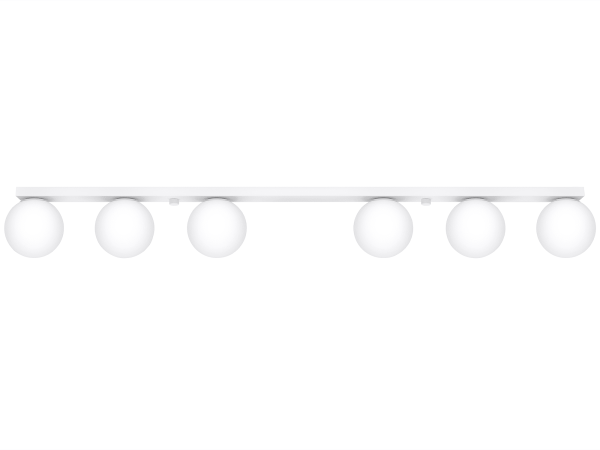 Oświetlenie liniowe z pięcioma mlecznymi kulami – widok boczny