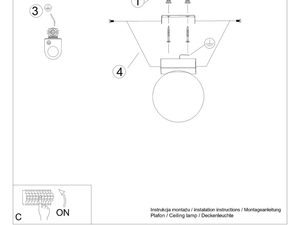 Miniaturka 7 - Schemat montażu lampy natynkowej z kulami